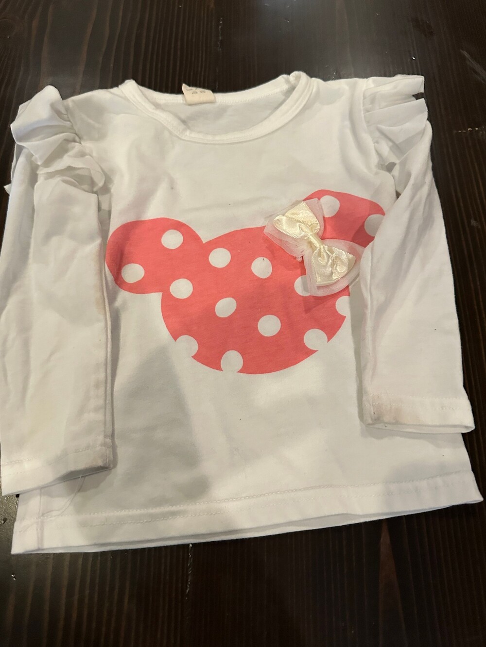 Baby Shirt Size 70 White Minnie Mouse Polka Dot Long Sleeve